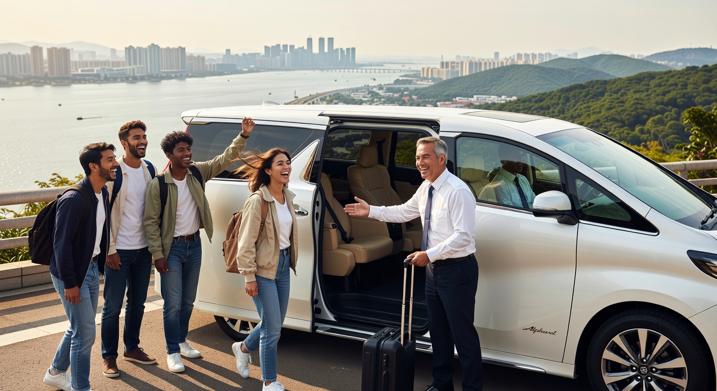 朋友群體開心登上 Alphard,週末出發去大灣區