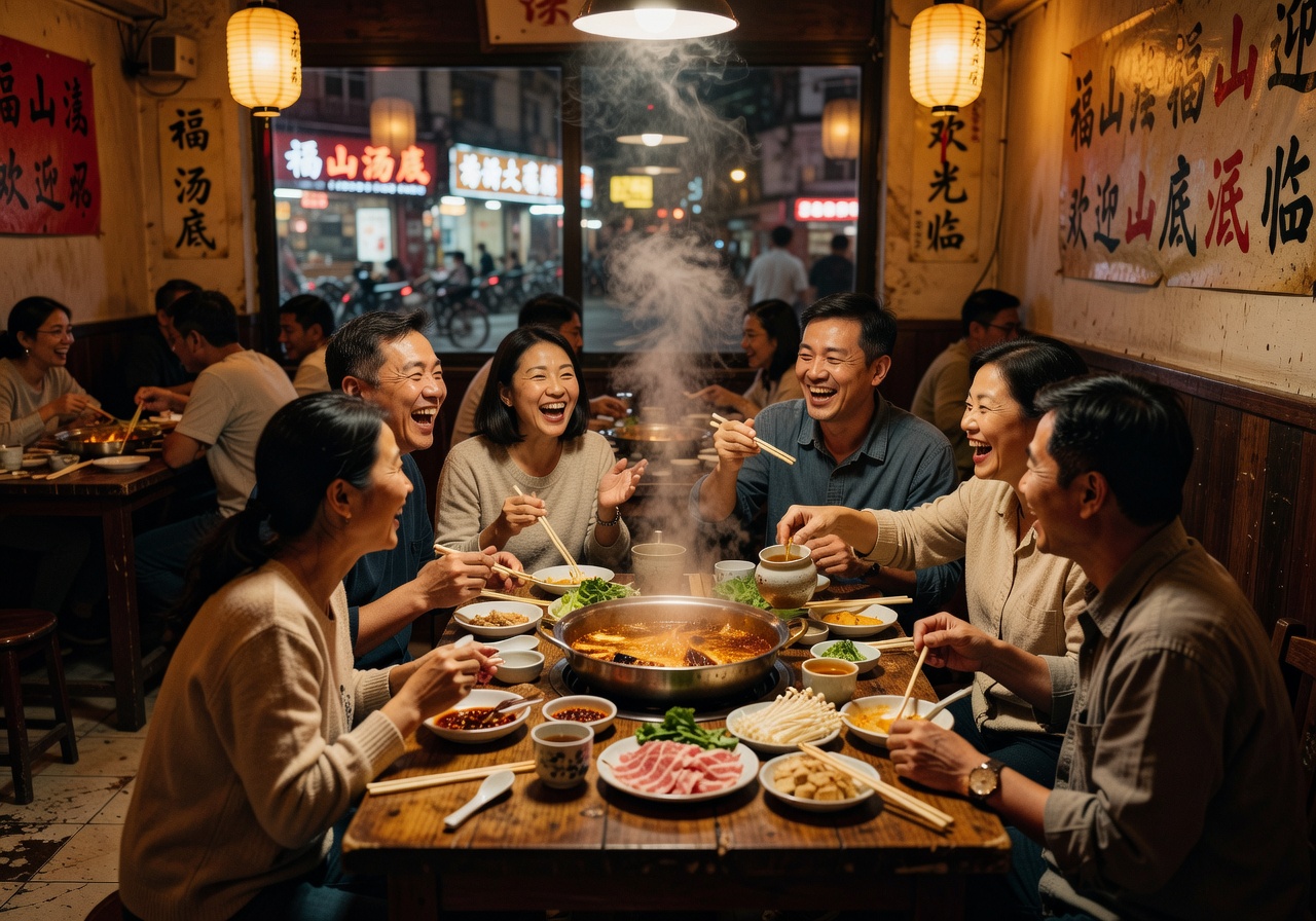 朋友喺佛山食火鍋，熱氣同笑聲一齊升